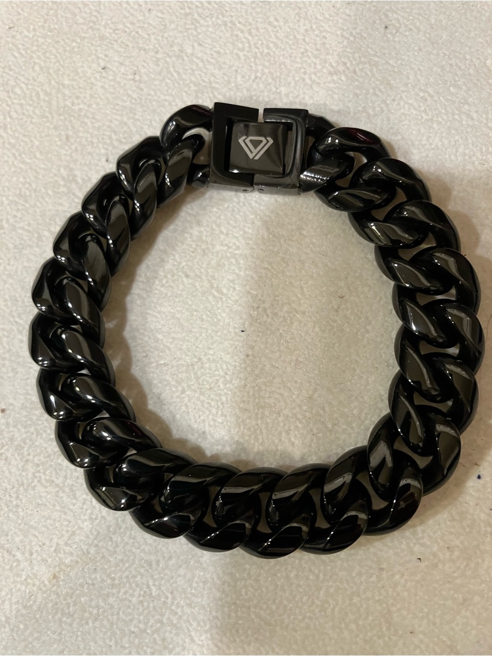 Black Chunky Chain Bracelet with Logo Clasp